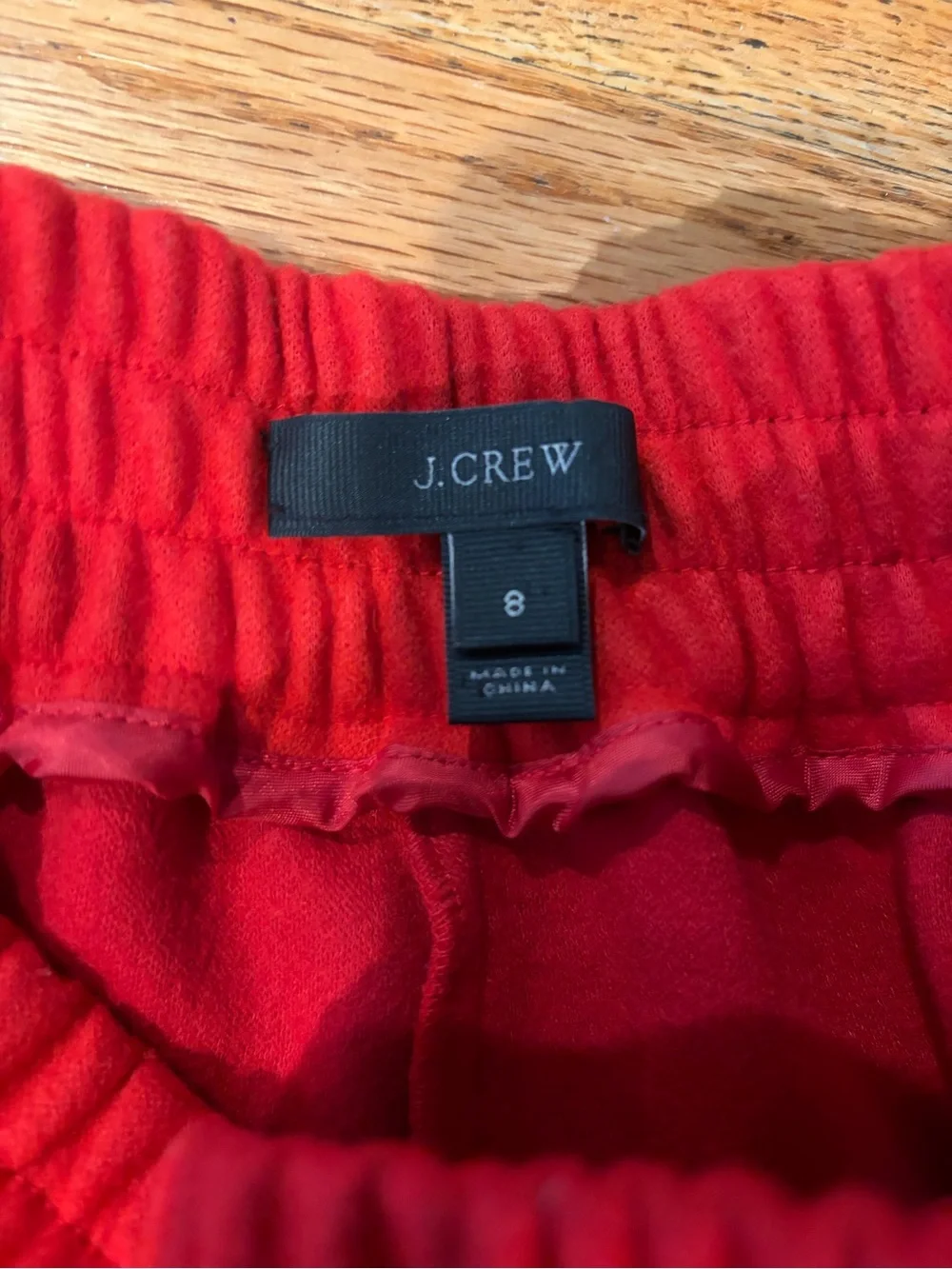 J. Crew red wool blend elastic waist pants trousers 8